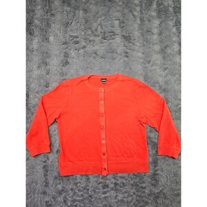 Rafaella‎ Womens Orange Button Front Crew Neck Cardigan Sweater Size M